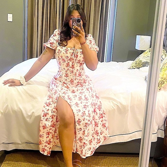Women’s Renaissance Midi Floral Dress | High Slit | Romantic Floral | 3X 18-20 - Picture 1 of 15